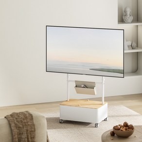 엔산마운트 FD-01 LG 삼성 TV 스탠드 이동식 서랍 수납 선반 거치대, 화이트, 1개