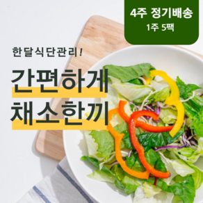 [4주 정기배송]샐러드 믹스 국내산 혼합 샐러드 5종(루꼴라 비타민 아삭 어린잎 파프리카), 매주 수요일 5팩씩(4주), 20개, 100g