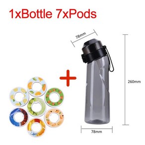 스포츠 물병 병 트라이탄 맛 음료수 공기 물컵 향기, 01 A 1xBottle 7xPods, 1개