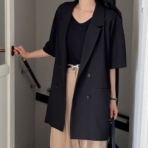 로로텐 더블버튼 오버핏 반팔 자켓 정장 테일러드 카라 여성 빅사이즈