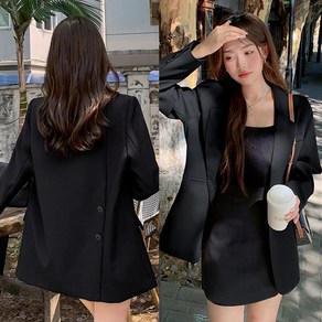 백 버튼 심플 클래식 더블 자켓 여성 데일리 아우터 정장 재킷