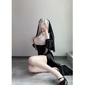 수녀 코스튬 섹시한 드레스 할로윈 수녀 의상 코스프레 cosplay 파티의상 이벤트의상, 의류세트