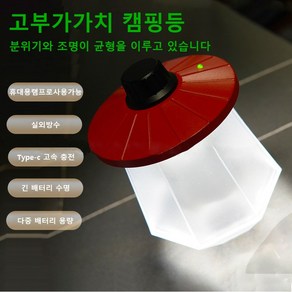 [당일 배송]LED 충전 매우 긴 배터리 수명 고휘도 고급 캠핑 조명, 아이보리 화이트, 1개, 6000MAH