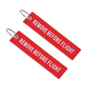 수수보따리 REMOVE BEFORE FLIGHT 비행전 자수 키링 승무원키링 캐리어키링 가방키링 자동차키링 열쇠고리, 레드+레드, 1세트