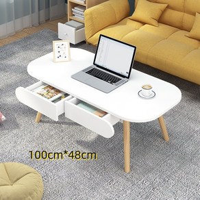 가정용 거실테이블 심플 쇼파테이블(서랍 포함) 100*48cm, 흰색