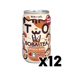 보바캣 타피오카보바 흑당밀크 버블티 캔음료 315ml x 12개