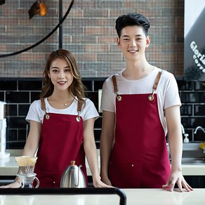 바리스타 앞트임 주방 카페 공방 다용도 앞치마, 레드, 1개