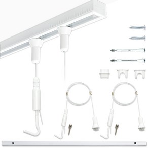 마이토우 프리미엄 레일 액자걸이 세트 50cm 100cm 5종 스마트 연장 레일 5색상 추가 액자걸이 4색상, 화이트, 1세트, 택1. 50cm 액자레일세트 (레일50cm+걸이2개)