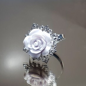 냅킨링 실버 하얀 장미 Napkin Ring White Rose, 화이트, 1개, 1개