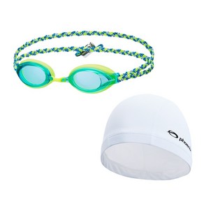 피닉스 아동 패브릭수경 PN 508J FB + 스판수모 SET, Aqua + White, 1개