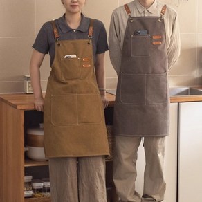 앞치마 카페 식당 주방 공방 미술 미용 방수 캔버스 데님 앞치마, 선택/네이비, 1개