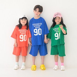 [12시전주문 오늘출발] 메르시보꾸 아동용 나인티코튼상하 여름 반팔 반바지세트
