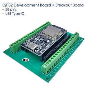 ESP32 Development Boad ESP32S ESP-WROOM-32 38Pins USB Type-C, With Beakout Boad, 1개