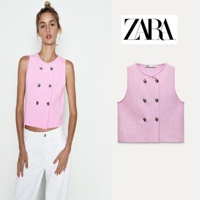 자라 핑크 저지 민소매 조끼 베스트 ZARA