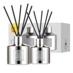 쿤달 퍼퓸 디퓨저 실버 에디션 200ml 2개 + 섬유스틱 10개 일랑일랑향 1세트, 400ml, 일랑일랑