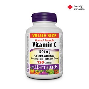 (캐나다 직송) 웨버 내추럴스 비타민C 1000mg 칼슘 아스코르브산 120캡슐 Webber Naturals Vitamin C Calcium Ascorbate