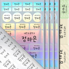 에이엠종합인쇄 혼합형 네임스티커, 24번)종합형-홀로그램 이름2줄인쇄-총6장, (혼합형/종합형)