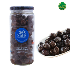 Safo Tukish Semi-Died Black Olives Sele Zeytin 사포 반건조 블랙 올리브 인 오일 터키산, 10개, 300g