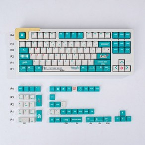 MIKU Hatsune 미쿠 keycap PBT 승화 파란색 OEM 프로파일 키캡 136 기계식 키보드용 키 64/68/87/98, 기본