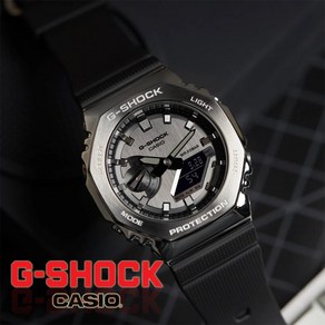 지샥 G-SHOCK 지얄오크 아날로그 전자시계 남자 여자 패션 메탈 베젤 손목시계 GM-2100-1A