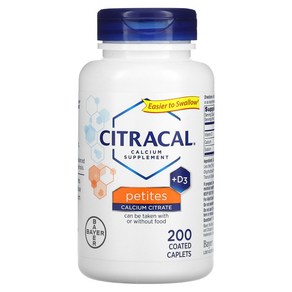 Citacal 바이엘 칼슘 시트르산염 포뮬러 플러스 D3 작은 알약 200 코팅 태블릿, 630mg, 1개, 200정