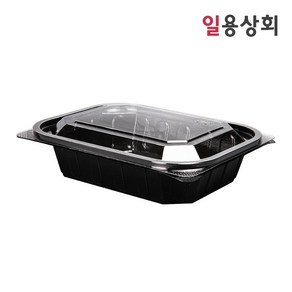 [ILYONG] 일회용 반찬 샐러드 용기 JH 204 대 590ml 200세트 검정, 200개, 1세트