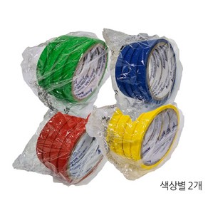 칼라 마스킹테이프 녹색 파랑 빨강 노랑 12mm*12m (4입) 색상별 2개씩 총8개