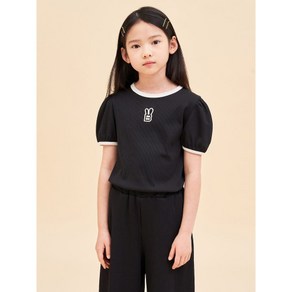 빈폴키즈 BEANPOLE KIDS 여아 폴리 골지소재 반팔 티셔츠 블랙 BI4442G015176881