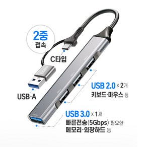 Cosy 듀얼 커넥트 C타입 + USB-A 4포트 멀티 허브 UH2213CA 맥북 노트북 아이패드 삼성 갤럭시북 LG그램 추천, 1개