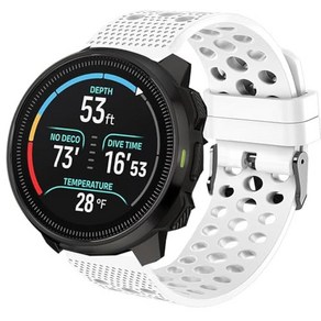 SUUNTO OCEAN 밴드와 호환 20mm 22mm 실리콘 교체용 손목 밴드 스포츠 스트랩 금속 버클 포함 OCEAN RACE RACE S VERTICAL 9, 화이트