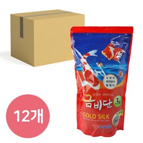 금비단 골드실크 금붕어 잉어 사료 큰 입자 3호, 12개, 500g