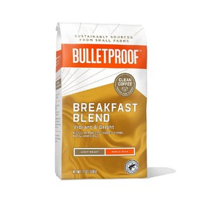 Bulletpoof 불렛프루프 브렉퍼스트 블렌드 홀빈 커피 라이트 로스트 12온스, 340g, 3개