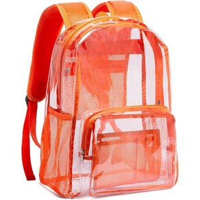 Vospack Clea Backpack 헤비 듀티 PVC 투명 백팩 대학 직장용 투시, Oange, Lage