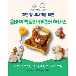 올바이팩토리 반려동물 귀여운 캐릭터 백팩 하네스 세트, 1개, 팬더하네스세트