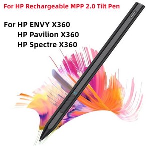 HP ENVY X360 Pavilion Specte 용 스타일러스 펜 노트북 충전식 MPP 2.0 틸트 3J122AA # ABB, 1개, 01 Black