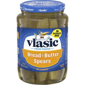 Vlasic Bread and Butter Pickle Spears Keto Friendly 24 FL OZ Vlasic 빵과 버터 피클 스피어 케토 친화적 24 FL OZ