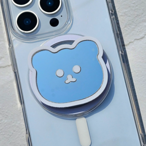 모노데이 유리 거울 맥세이프 그립 스마트톡, 1개, 곰돌이 화이트