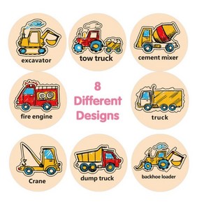 8종 트럭 크레인 중장비 원형 스티커, 8종혼합500매, 1개