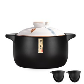 AOHAO 내열냄비 뚝배기+장갑 세트 전골 찌개 무균열 인덕션, 1개, 1.6L