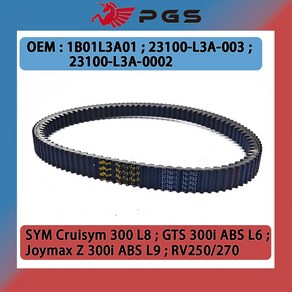 PGS 케블라 드라이브 벨트 SYM 크루심 300 L8 조이맥스 300i ABS L9 GTS L6 RV250 RV270 RV 1B01L3A01 23100 L3A 0002, 1개