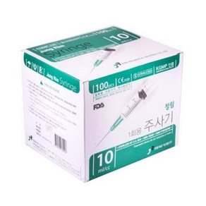 정림 일회용주사기 10cc 멸균 개별포장 100개, 18G 1 1/2inch, 1개