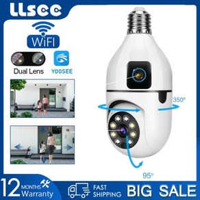 LLSEE V380 프로 듀얼 렌즈 8MP 고화질 전구 CCTV 카메라 무선 와이파이 실내 미니 카메라 IP 보안 카메라, 1) WiFi camea  EU 플러그, 1개