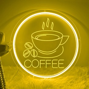 커피 네온 사인 벽 장식 Led COFFEE 네온 조명, 7번, 30x30cm USB