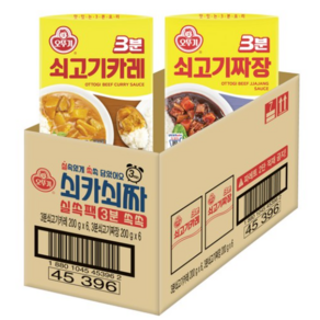 오뚜기3분 쇠고기카레 + 쇠고기짜장, 200g, 12개