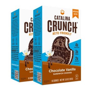 Catalina Cunch Chocolate Vanilla Keto Sandwich Co 카탈리나 크런치 초콜릿 바닐라 케토 샌드위치 쿠키 2팩  케토 스낵  저탄수화물 저, 1개, 471.74g