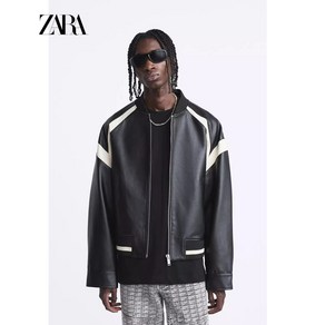 ZARA 자라 콘트라스트 페이크 레더 봄버 자켓