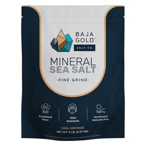 Baja Gold Sea Salt Fine 5 Pound Highest Mineralize 바하 골드 바다 소금 고급 5파운드 미네랄 소금 코셔 모든 천연 건강에 좋은 저나트