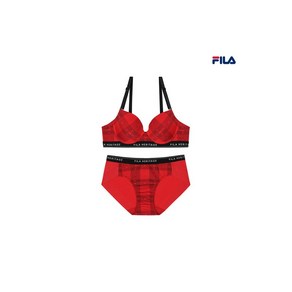 휠라 언더웨어 아웃핏 홀리데이 체크나염 다크레드 세트 FI4BAG1443FDRD 2SKU