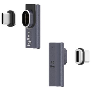 타이오닛 ㄱ자형 마그네틱 USB C 아답터 40Gbps 100W PD 충전 풀24핀 썬더볼트 3/4 완벽 호환 고속데이터 전송 고속충전 자석 C타입 젠더, 2세트, L자형 마그네틱 아답터