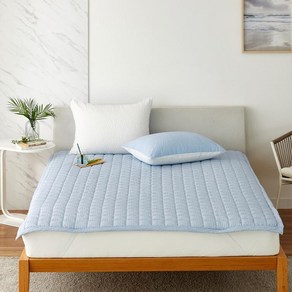 [모던하우스] 4면 고정밴드가 있는 시어서커 패드 Q 블루 155x205, 단품 단품